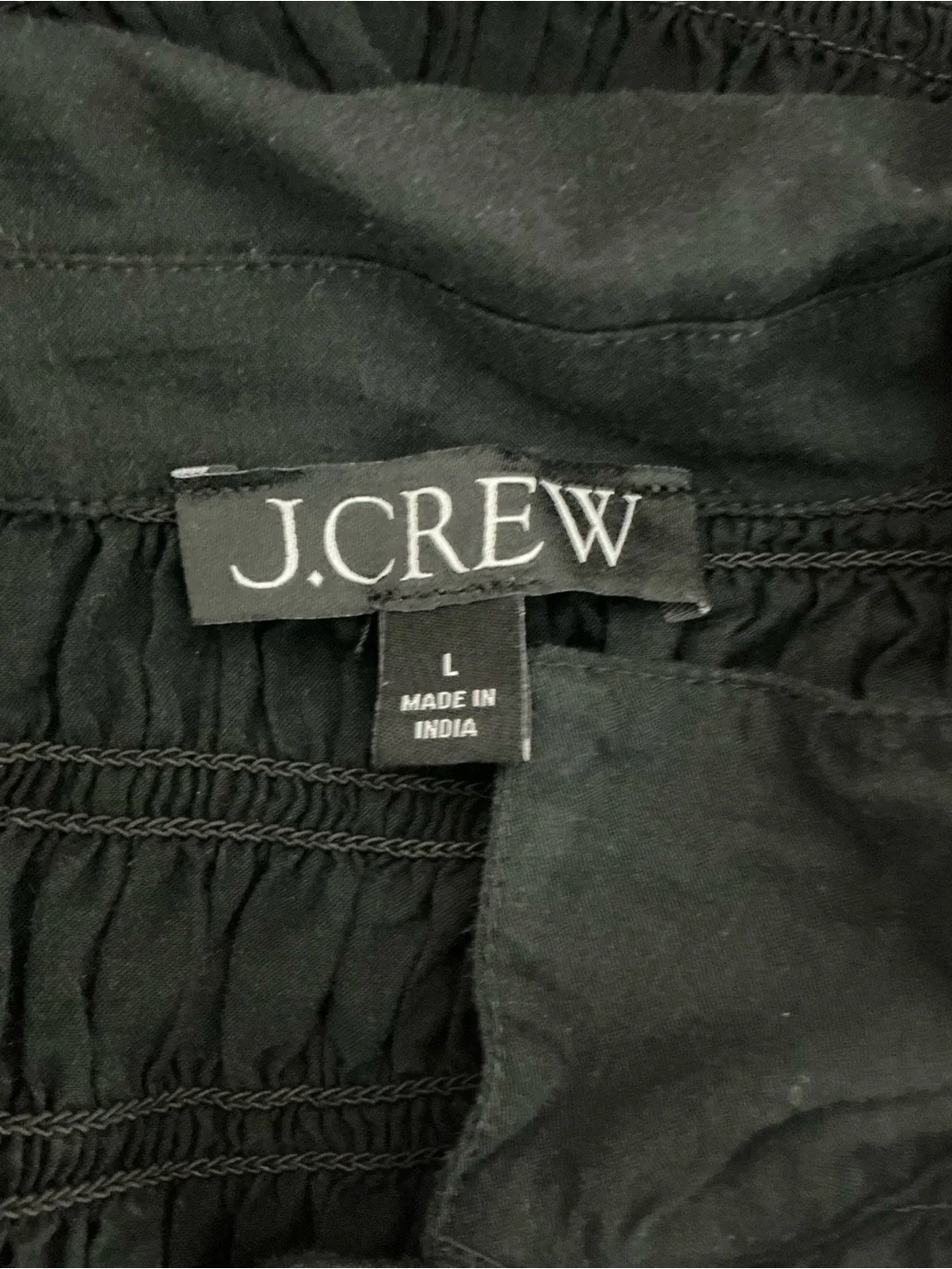 J.Crew Smocked Button-Up Shirt Cotton Blend Voile Black Size L